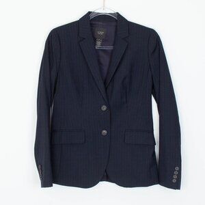 J Crew Womens Super 120s Striped Wool Blazer Size 2 Black Academia Preppy Office